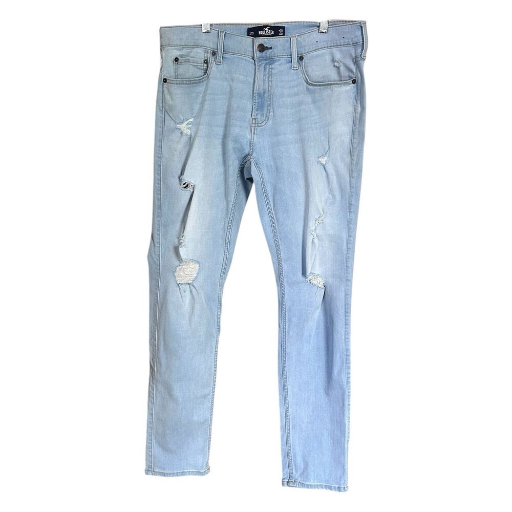 Hollister Womens Sz 33 Mid Rise Extreme Stretch Skinny Leg Ripped Denim Jeans